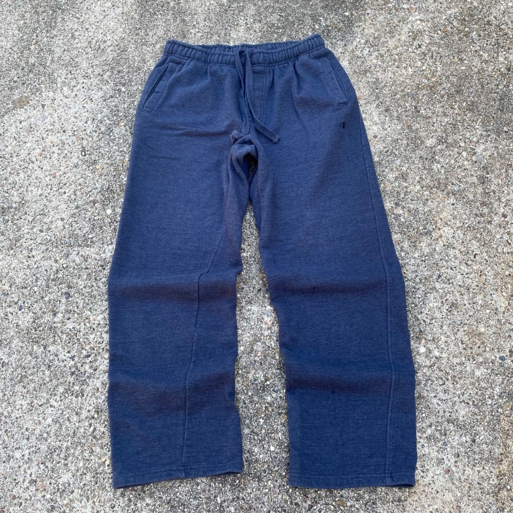 Champion Elite Mens Small Navy Blue Heather Open Leg Relaxed fit Sweatpants
